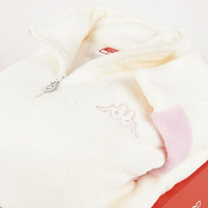 Pigiama donna coral caldissimo felpa mezza zip Kappa 21707 rosa panna 