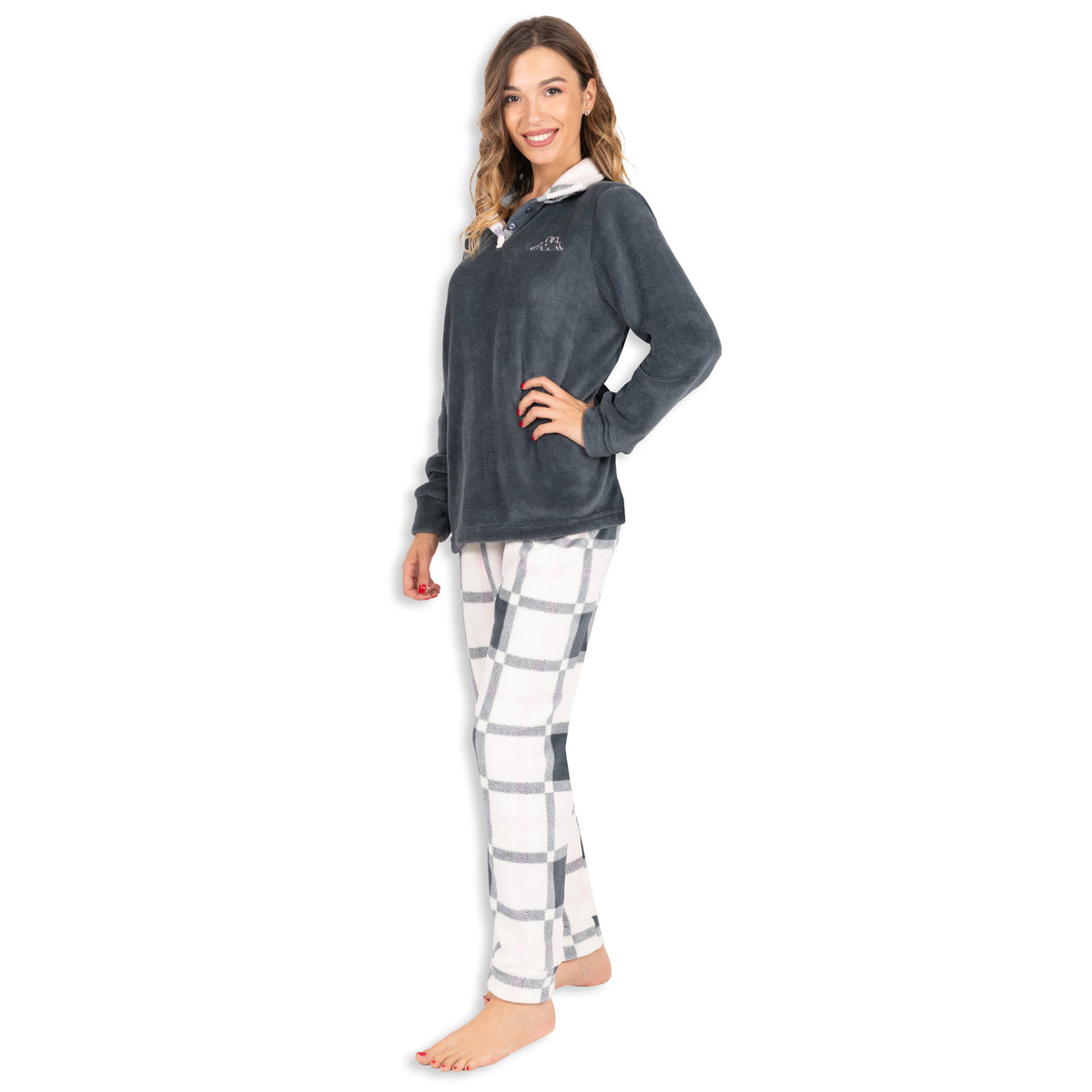 Pigiama donna coral caldissimo a collo alto grigio Kappa 21711