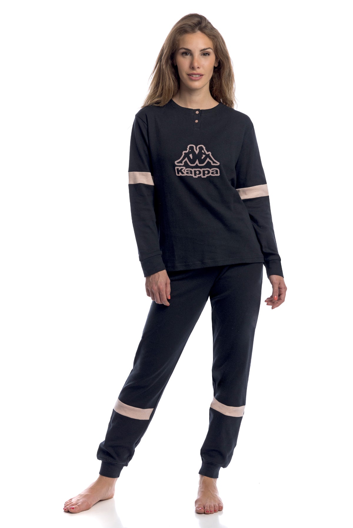 Pigiama Kappa donna nero caldo cotone modello sportivo KWW22207