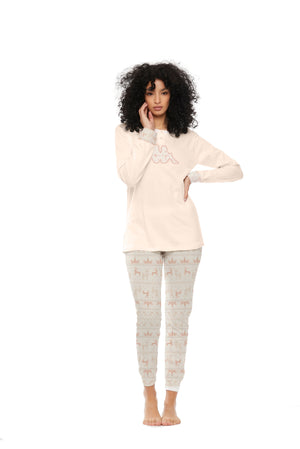 Pigiama donna invernale Kappa KWW22211 caldo cotone cipria