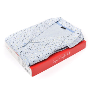 Pigiama donna Lovable L0CPS aperto 100% cotone fiori celeste