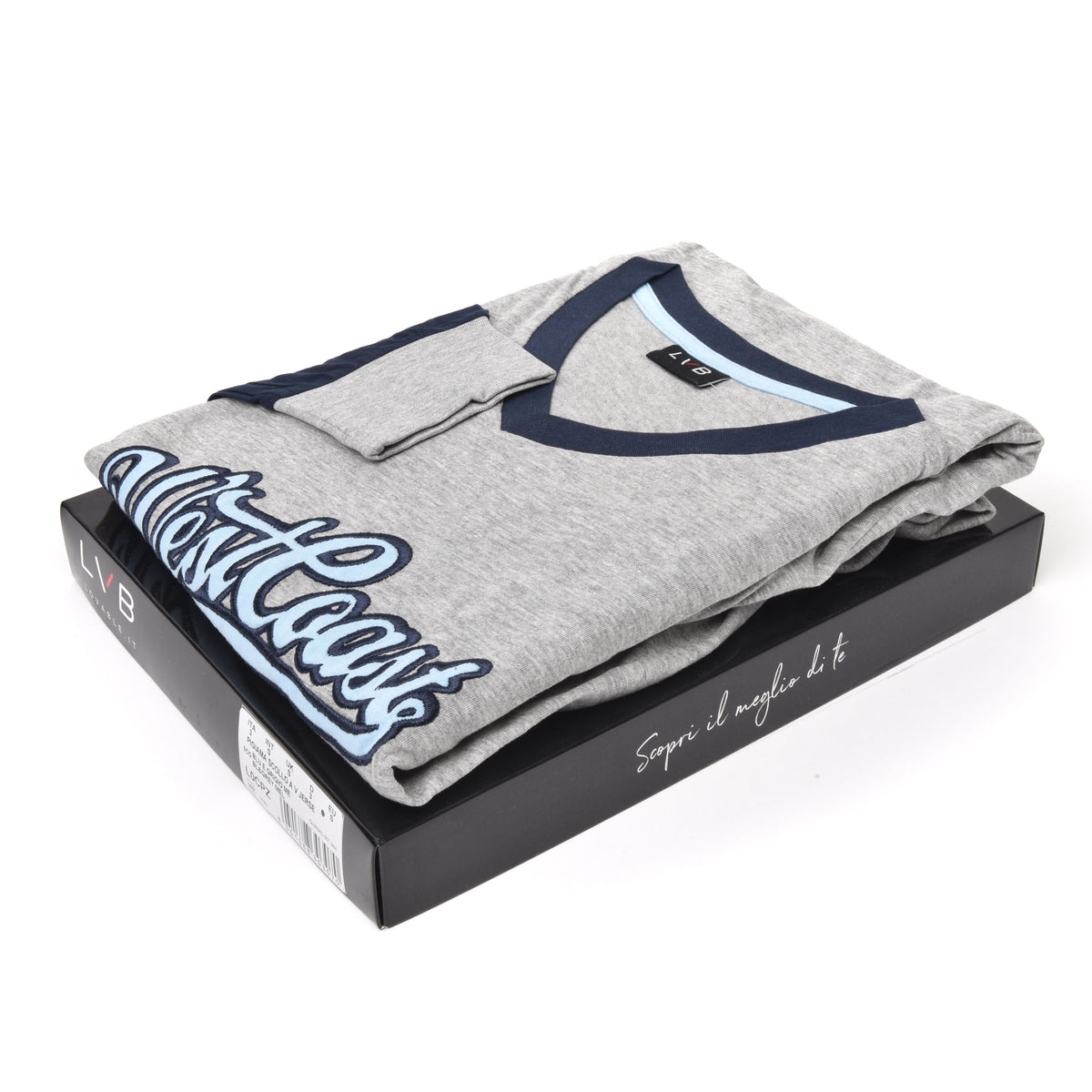 Pigiama uomo Lovable L0CPZ cotone blu grigio