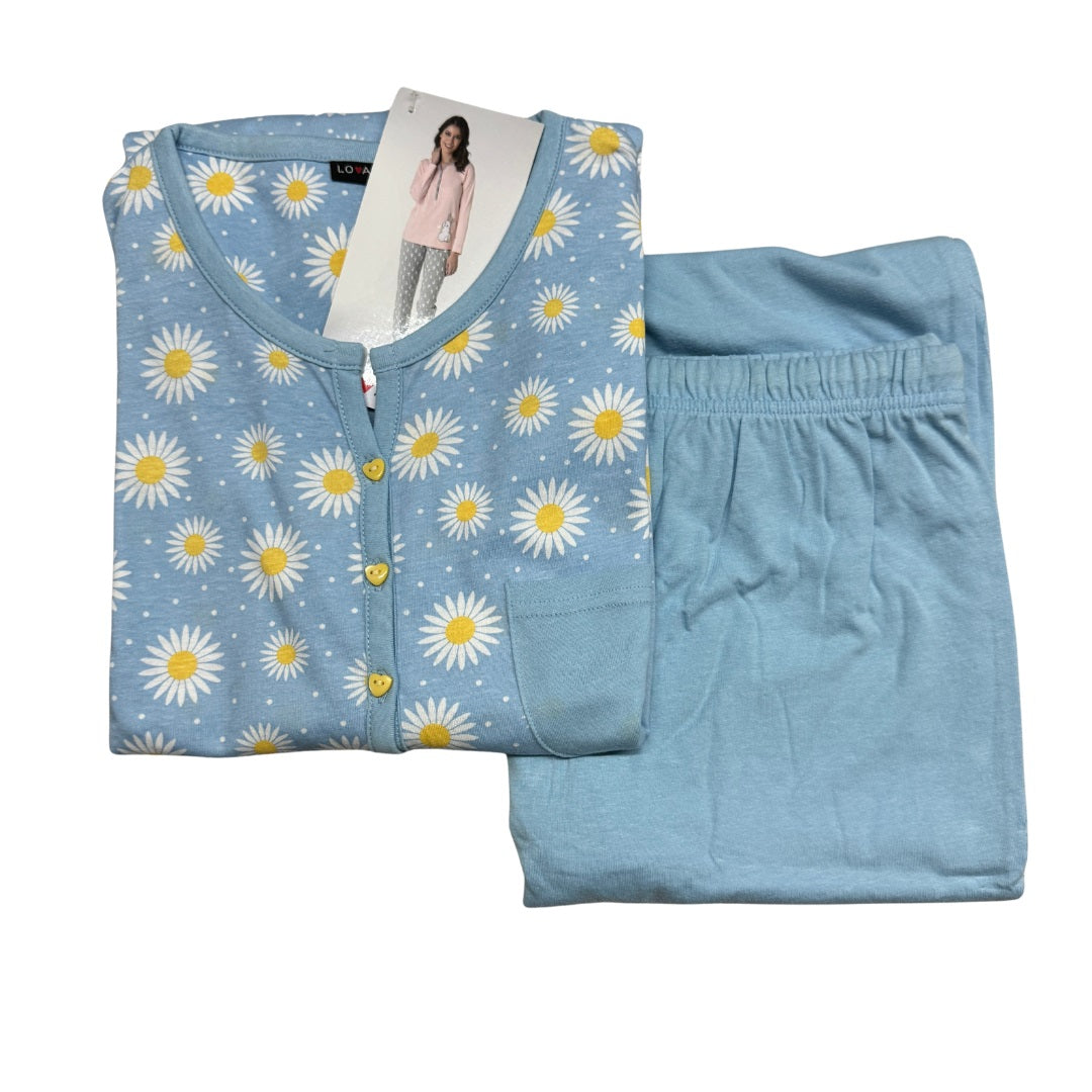 Pigiama donna Lovable L0D6O 100% cotone margherite