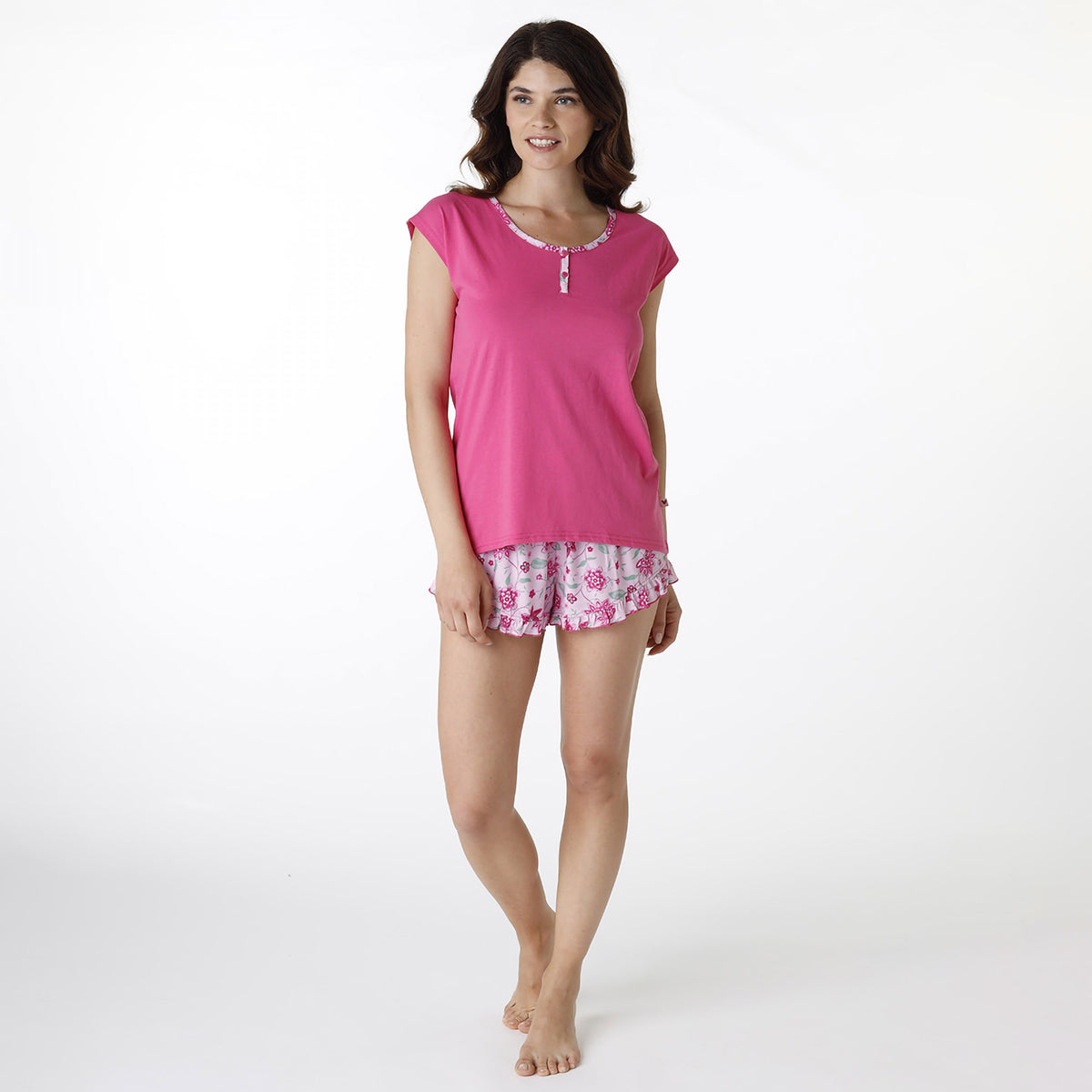 Pigiama donna estivo 100% cotone fantasia floreale con pantaloncino Lovable L0DBO