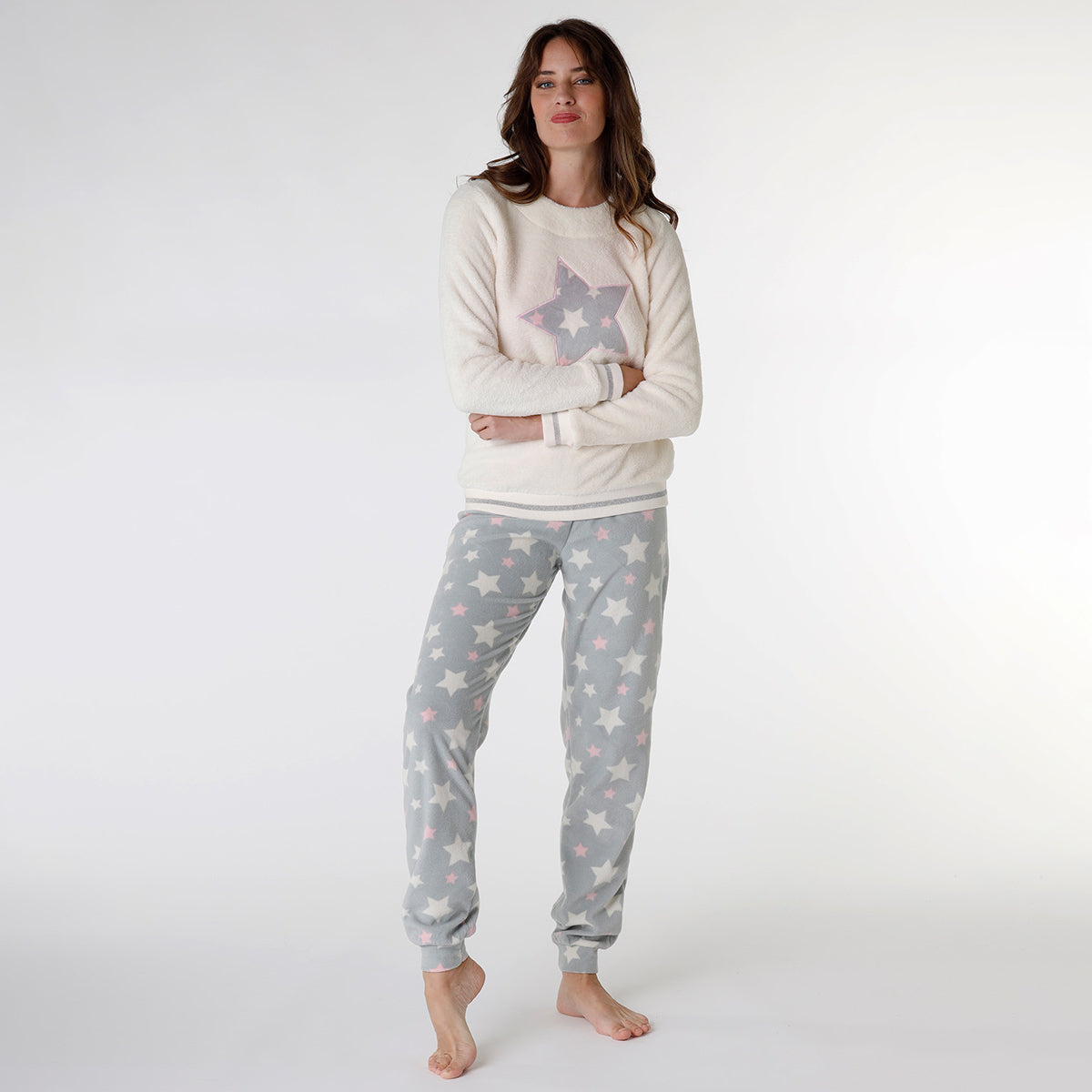 Pigiama Donna in caldo pile coral con stelline Lovable L0DNE