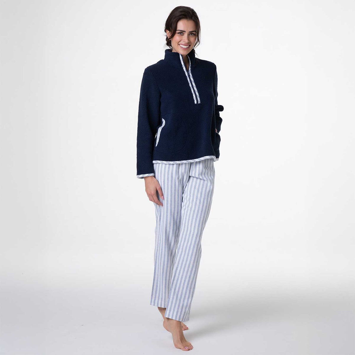 Pigiama donna invernale collo alto gessato Lovable L0DNK