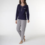 Pigiama Donna maglia aperta in caldo cotone Lovable L0DO4