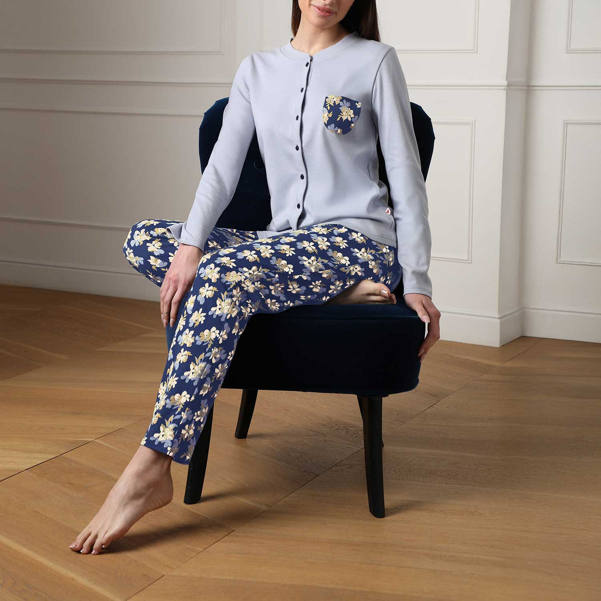 Pigiama donna floreale caldo cotone Lovable L0DO5