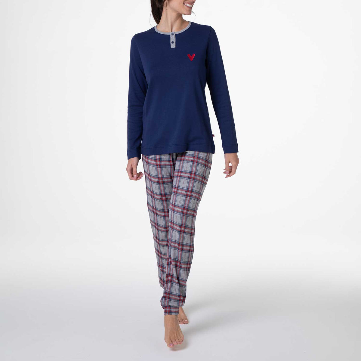 Pigiama donna tartan caldo cotone Lovable L0EAD