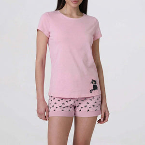 Pigiama donna con gatto 100% cotone Lovable L0EQM