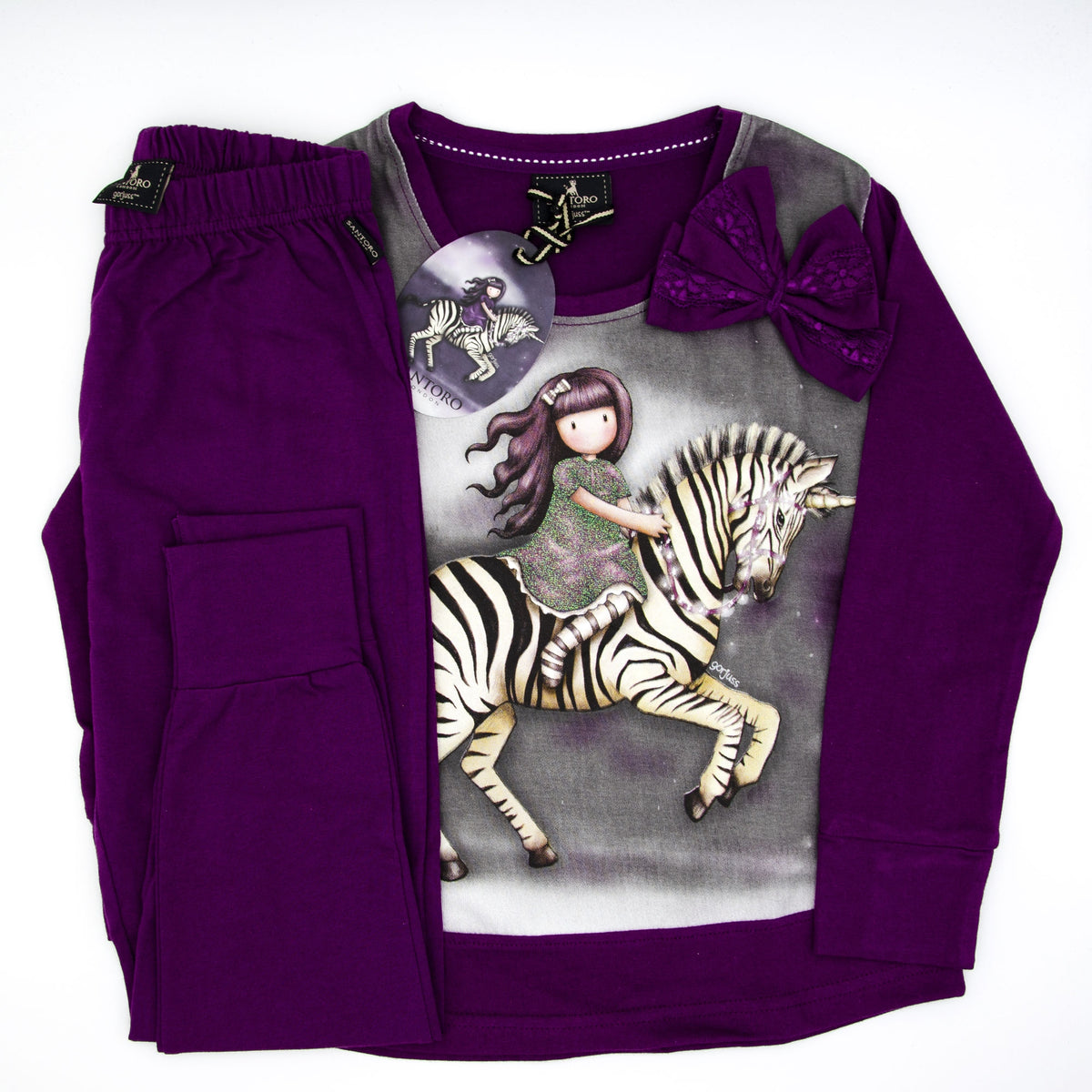 Pigiama bambina Santoro Gorjuss 54659 viola caldo cotone