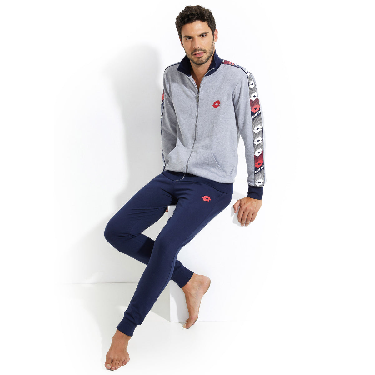 Tuta uomo Lotto LA1060 cotone primaverile grigio melange