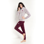Pigiama Lotto LA3030 da donna in pile sherpa bordeaux