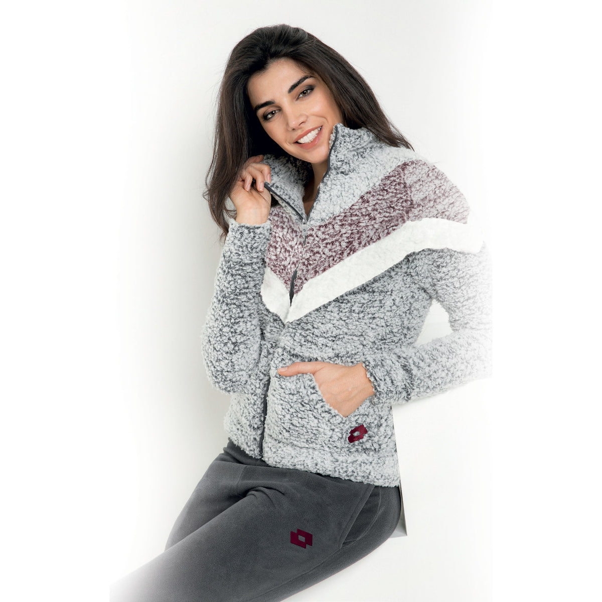 Pigiama Lotto LA3031 donna in pile sherpa grigio