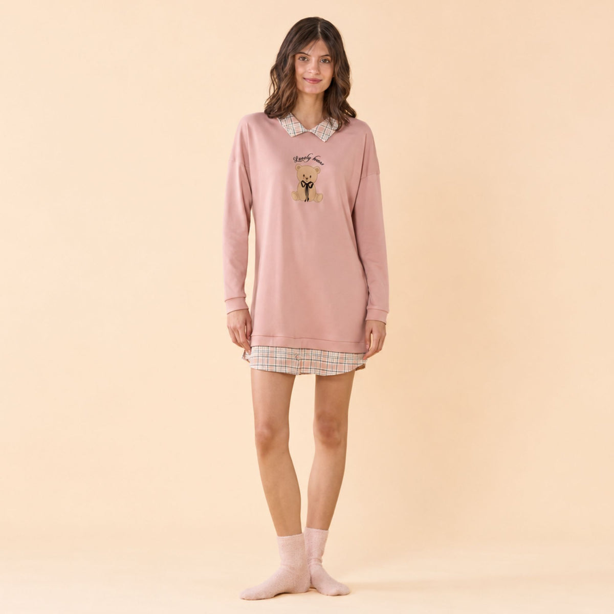 Abitino donna con orsetto in caldo cotone Noidinotte LA3624