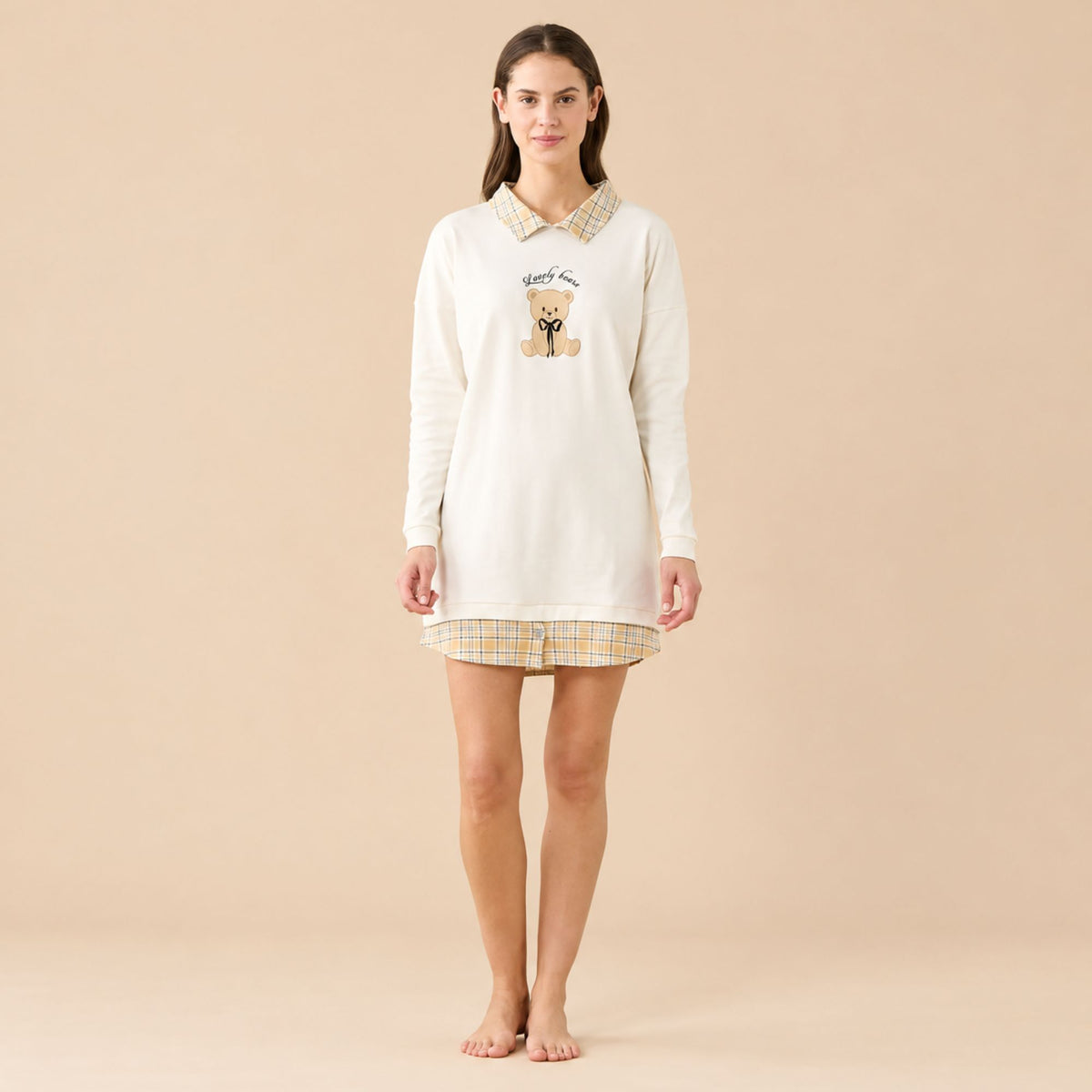 Abitino donna con orsetto in caldo cotone Noidinotte LA3624