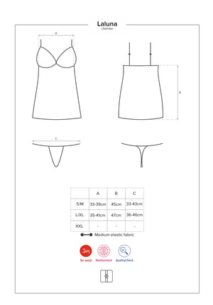 Sexy sottoveste + perizoma Laluna chemise e thong nero