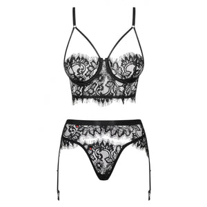 Sexy set top + reggicalze + perizoma Obsessive Lashy 3pz.