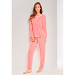 Pigiama donna Laura Biagiotti manica lunga cotone fascia lamè 96370 pesca