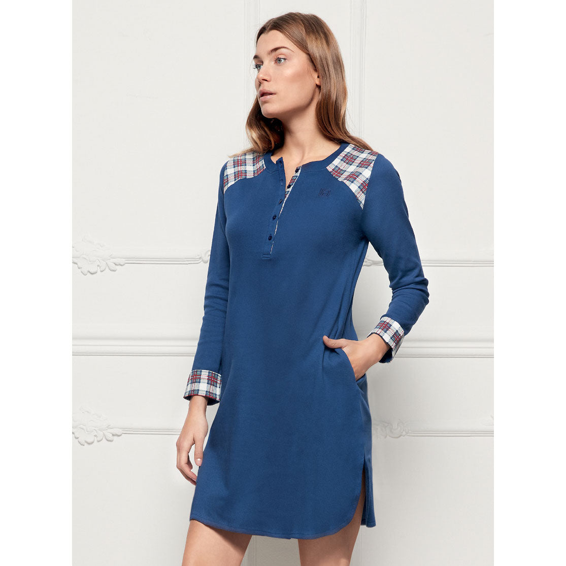 Camicia da notte Laura Biagiotti 96427 caldo cotone blu