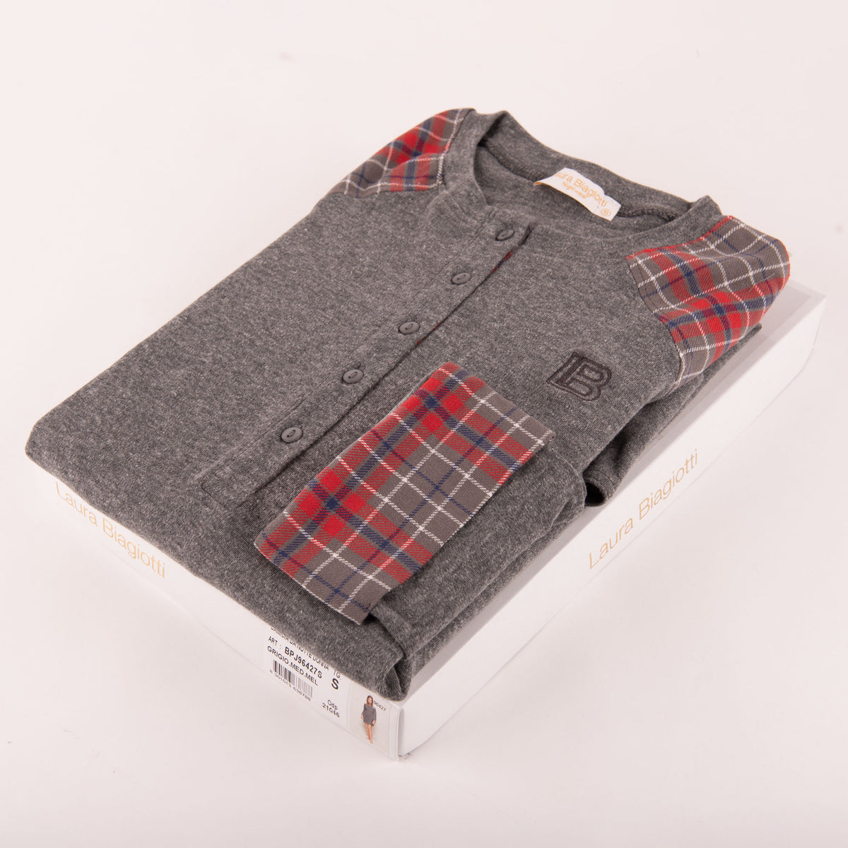 Camicia da notte Laura Biagiotti 96427 caldo cotone grigio melange