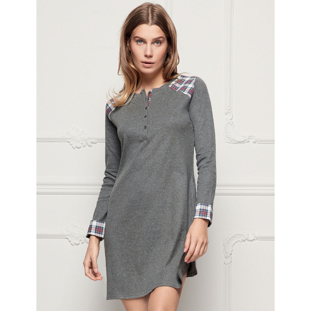 Camicia da notte Laura Biagiotti 96427 caldo cotone grigio melange