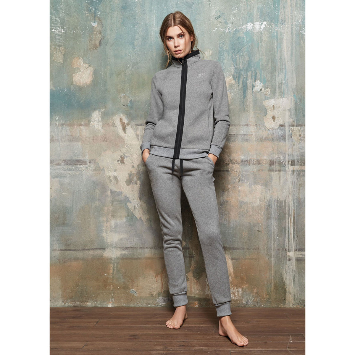 Tuta donna invernale Laura Biagiotti 96456 cotone felpato aperta grigio melange