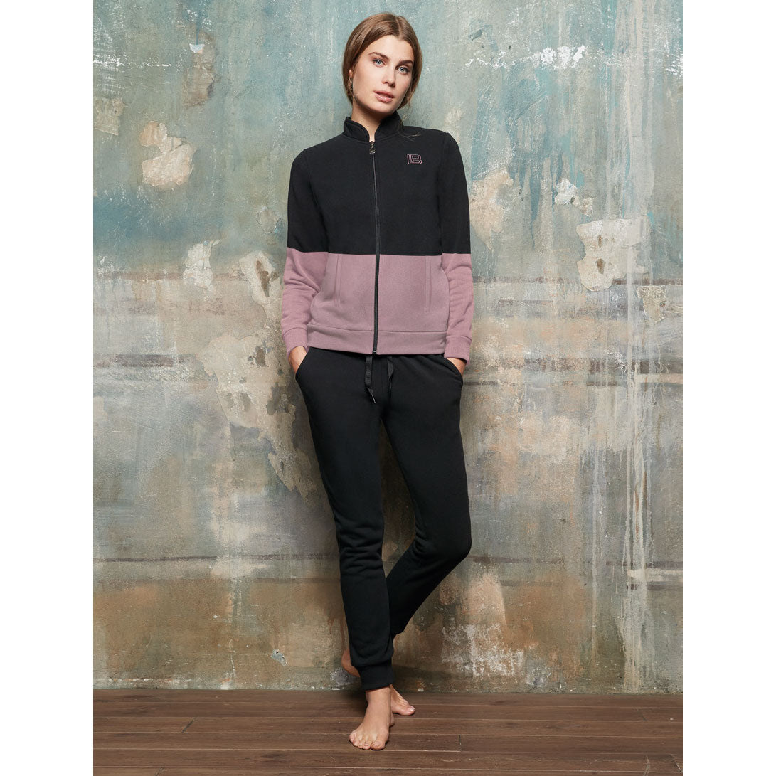Tuta donna invernale Laura Biagiotti 96465 cotone felpato aperta nero /petalo