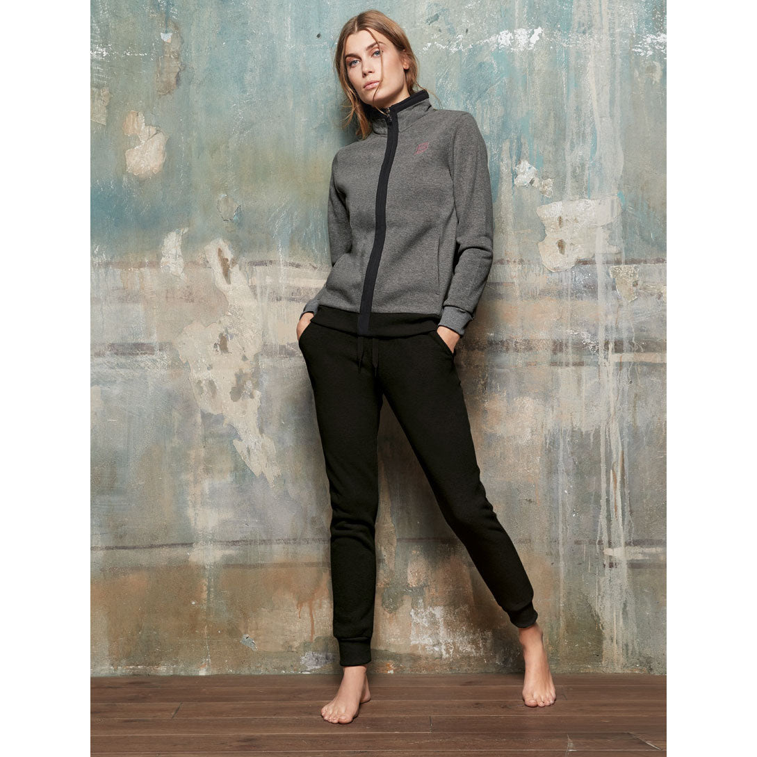 Tuta donna Laura Biagiotti 96466 cotone felpato aperta grigio melange/nero