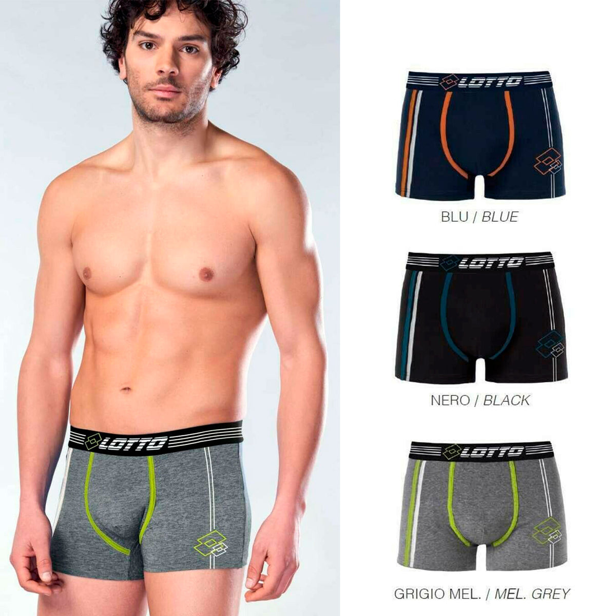 Boxer uomo lotto LB1261 cotone elasticizzato 3 pz.