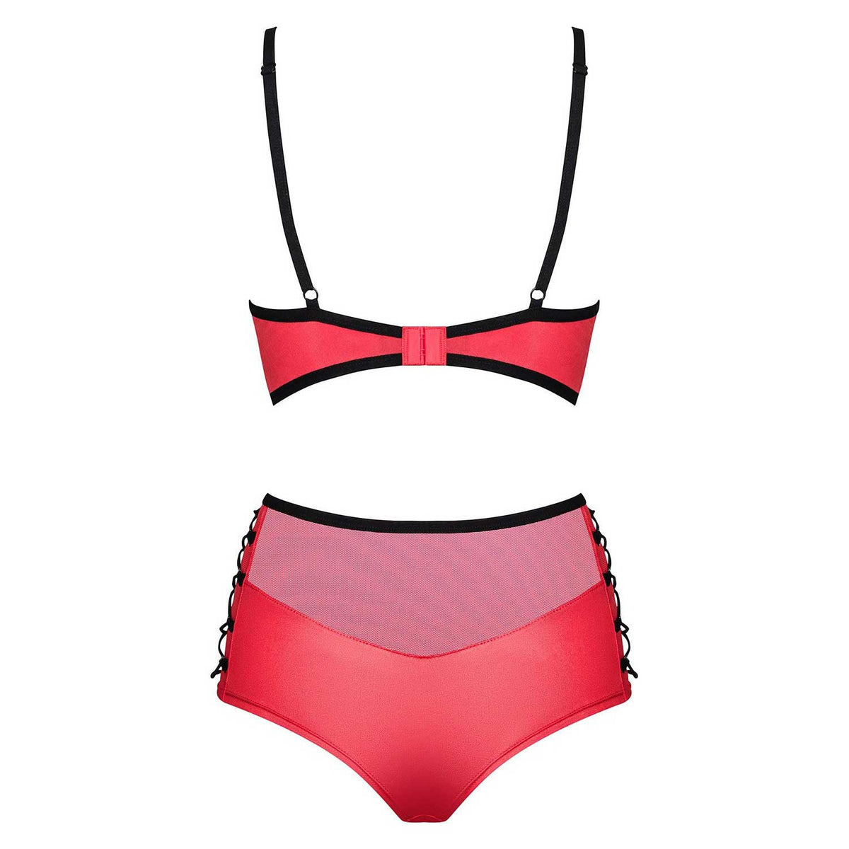Set sexy effetto pelle reggiseno con ferretto slip alti stringati Obsessive Leatheria