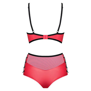 Set sexy effetto pelle reggiseno con ferretto slip alti stringati Obsessive Leatheria