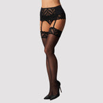 Calze sexy con balza in pizzo floreale-geometrico Obsessive Lecille