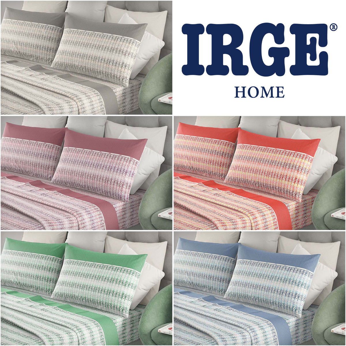 Lenzuola letto 100% cotone naturale Irge Ginevra Gioele