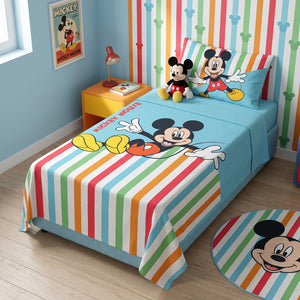 Lenzuola letto Topolino celeste colorate 100% cotone Disney