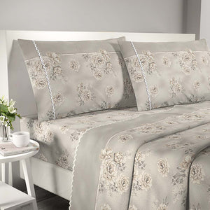 Completo letto Irge matrimoniale cotone con smerlo Praga Bouquet