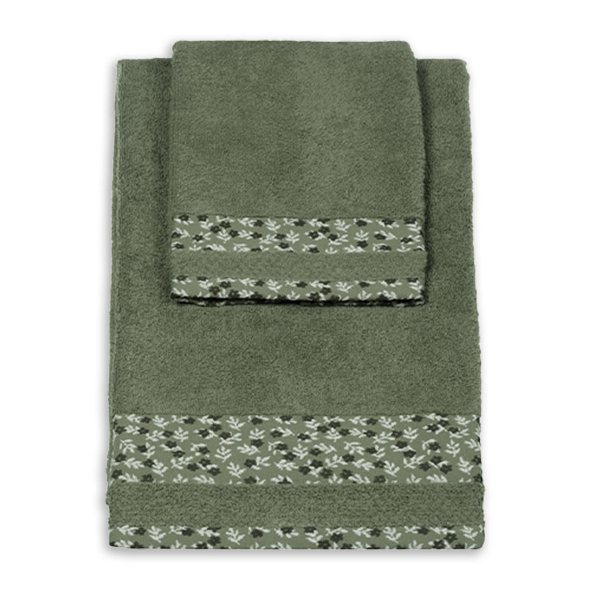 Vingi set asciugamani viso + ospite cotone Liriana verde