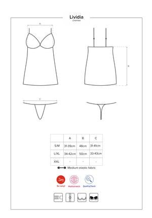Sexy sottoveste + perizoma obsessive lividia chemise e thong