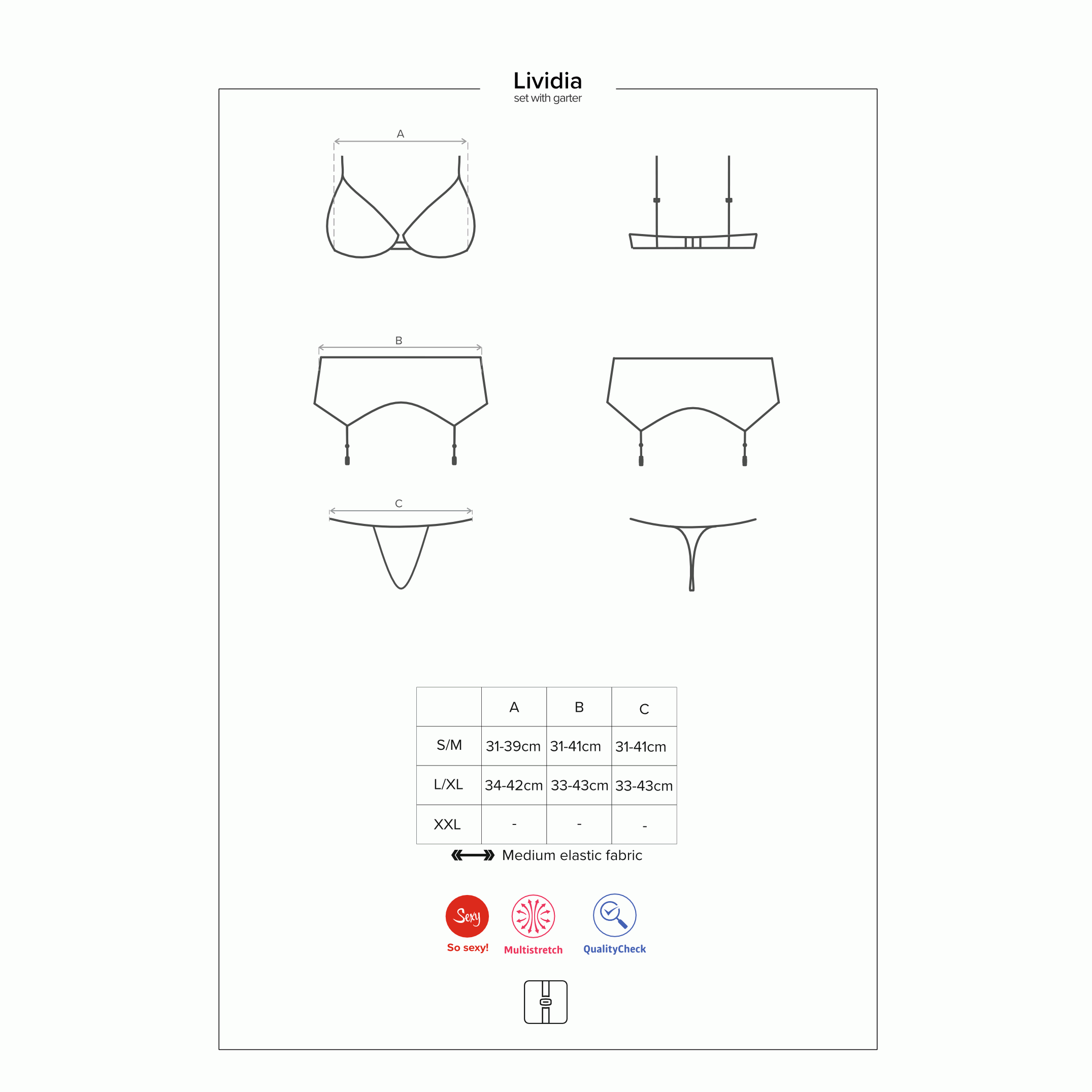 Sexy reggiseno + reggicalze + perizoma Obsessive lividia 
