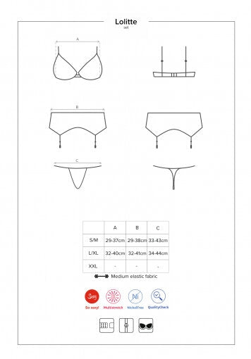 Sexy set reggiseno reggicalze e perizoma Lolitte Obsessive