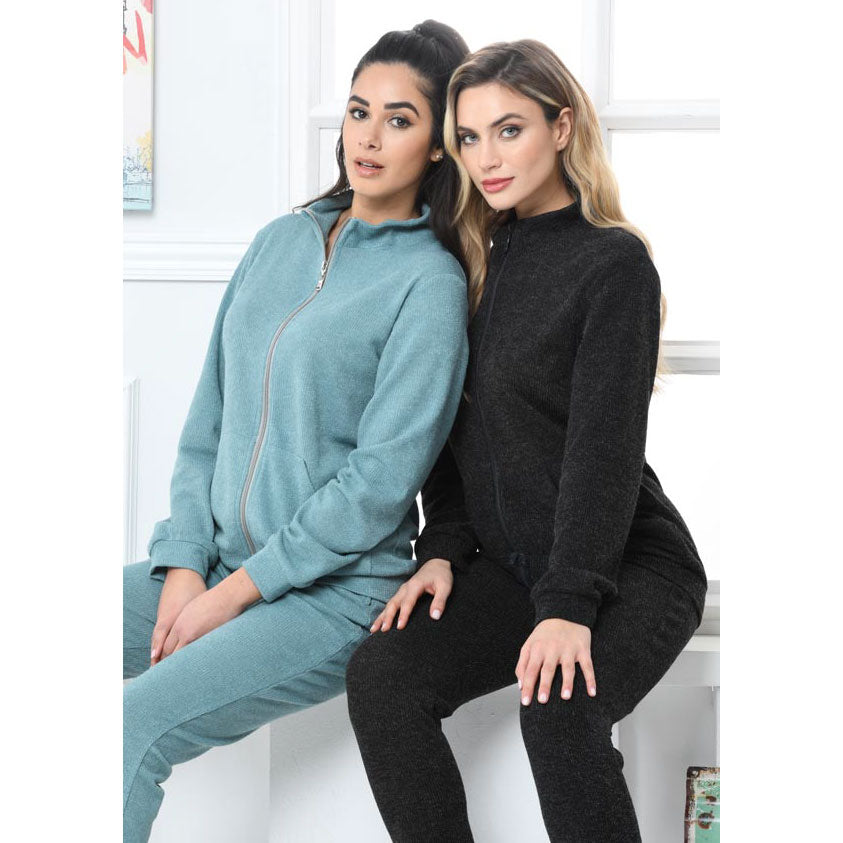 Pigiama tuta in maglia angora con zip Biancaluna art. Roma tiffany