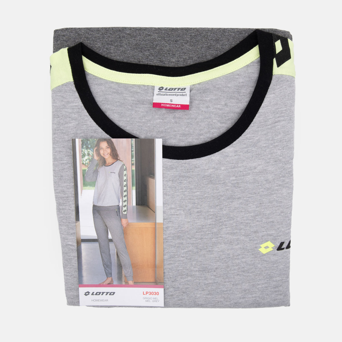 Pigiama donna Lotto LP3030 lungo cotone grigio melange