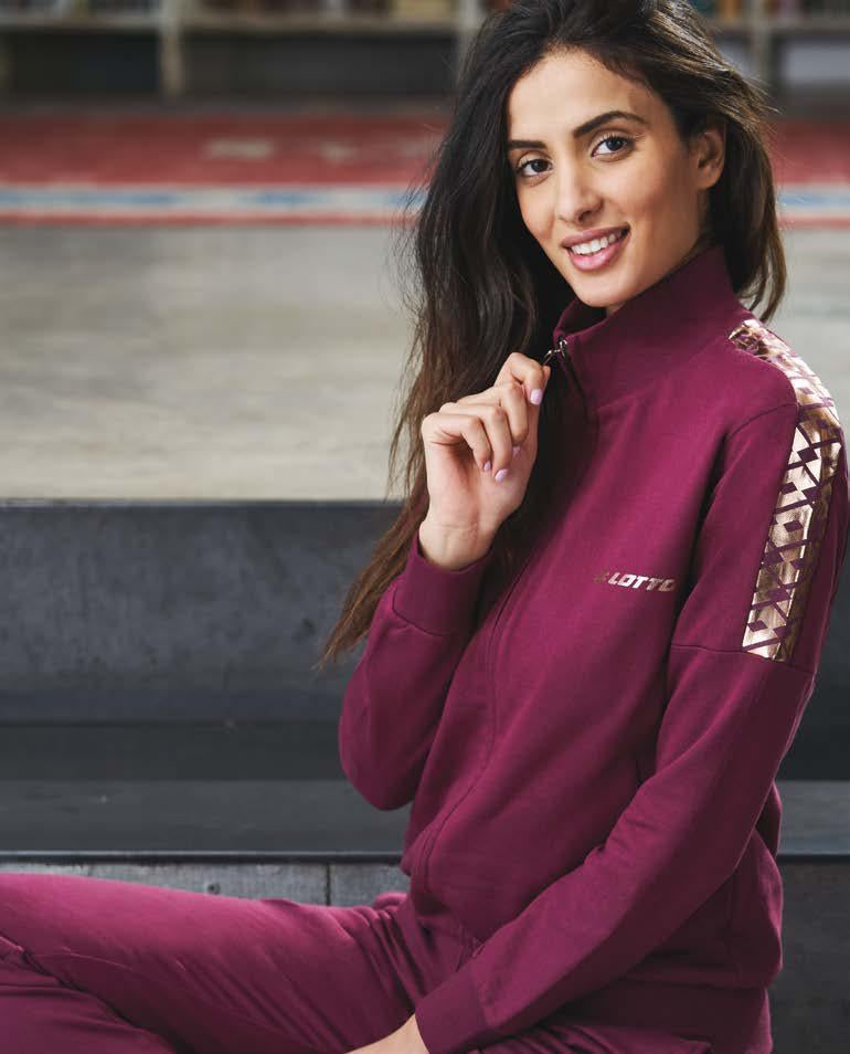 Pigiama donna tuta Lotto la3013 cotone felpato bordeaux