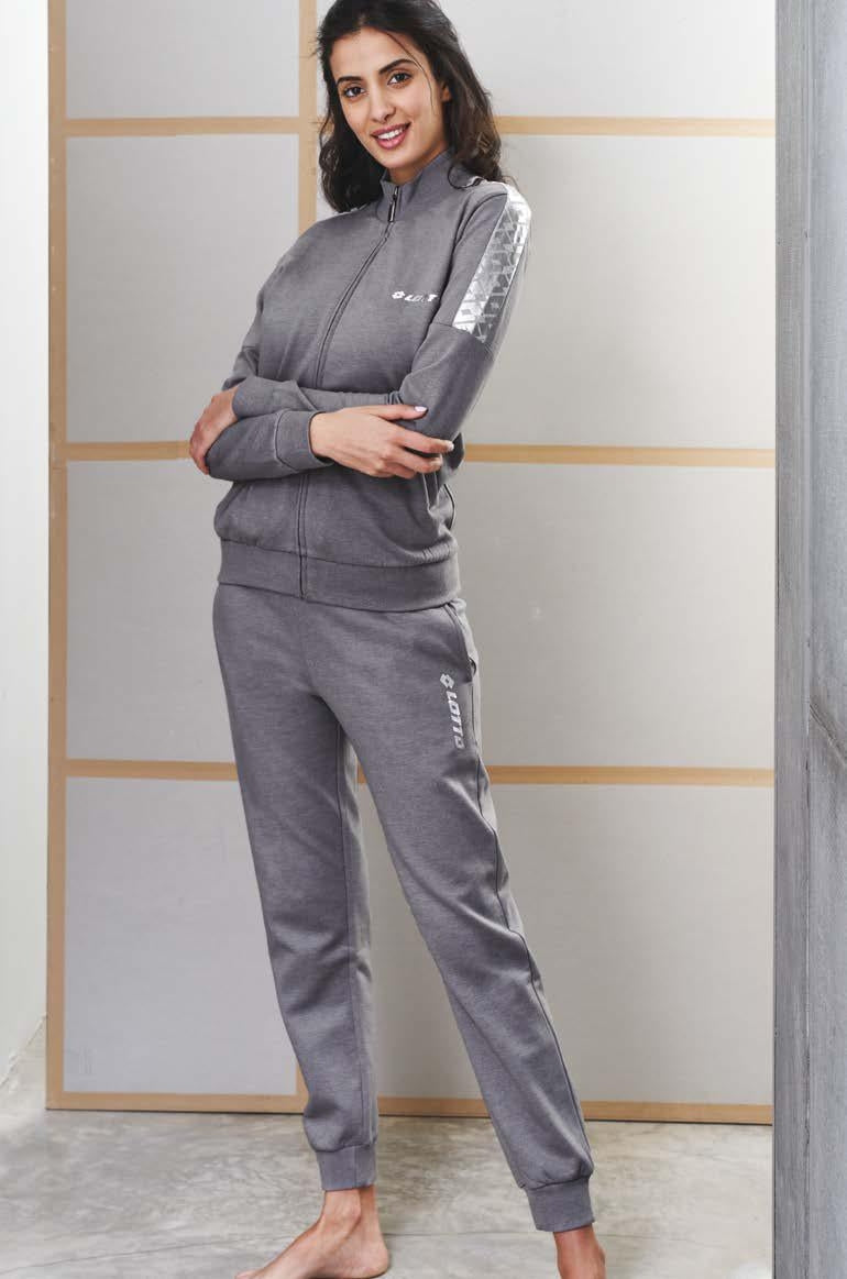 Pigiama donna tuta Lotto la3013 cotone felpato grigio