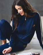 Pigiama donna tuta Lotto la3016 blu in cotone felpato blu