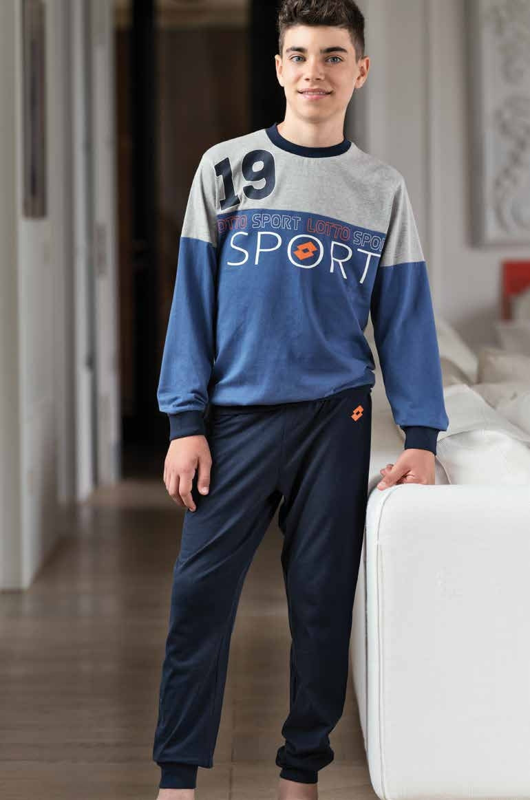 Pigiama da bambino Lotto lp7004 in cotone elastico estivo avio