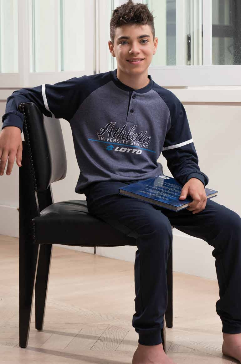 Pigiama da bambino Lotto lp7007 in cotone estivo jeans