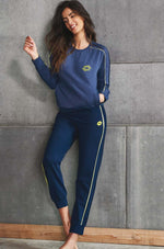Pigiama donna tuta Lotto lp1017 blu invernale in cotone felpato
