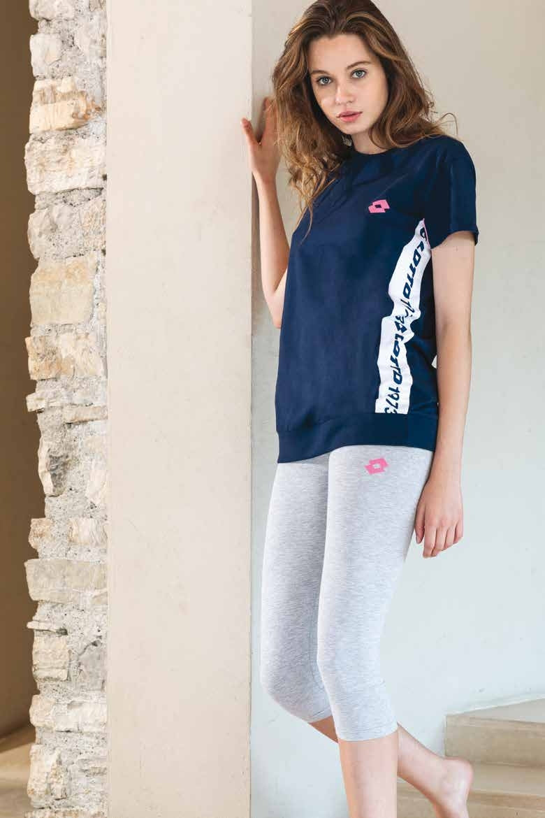 Pigiama donna Lotto lp2014 mezze maniche capri cotone blu