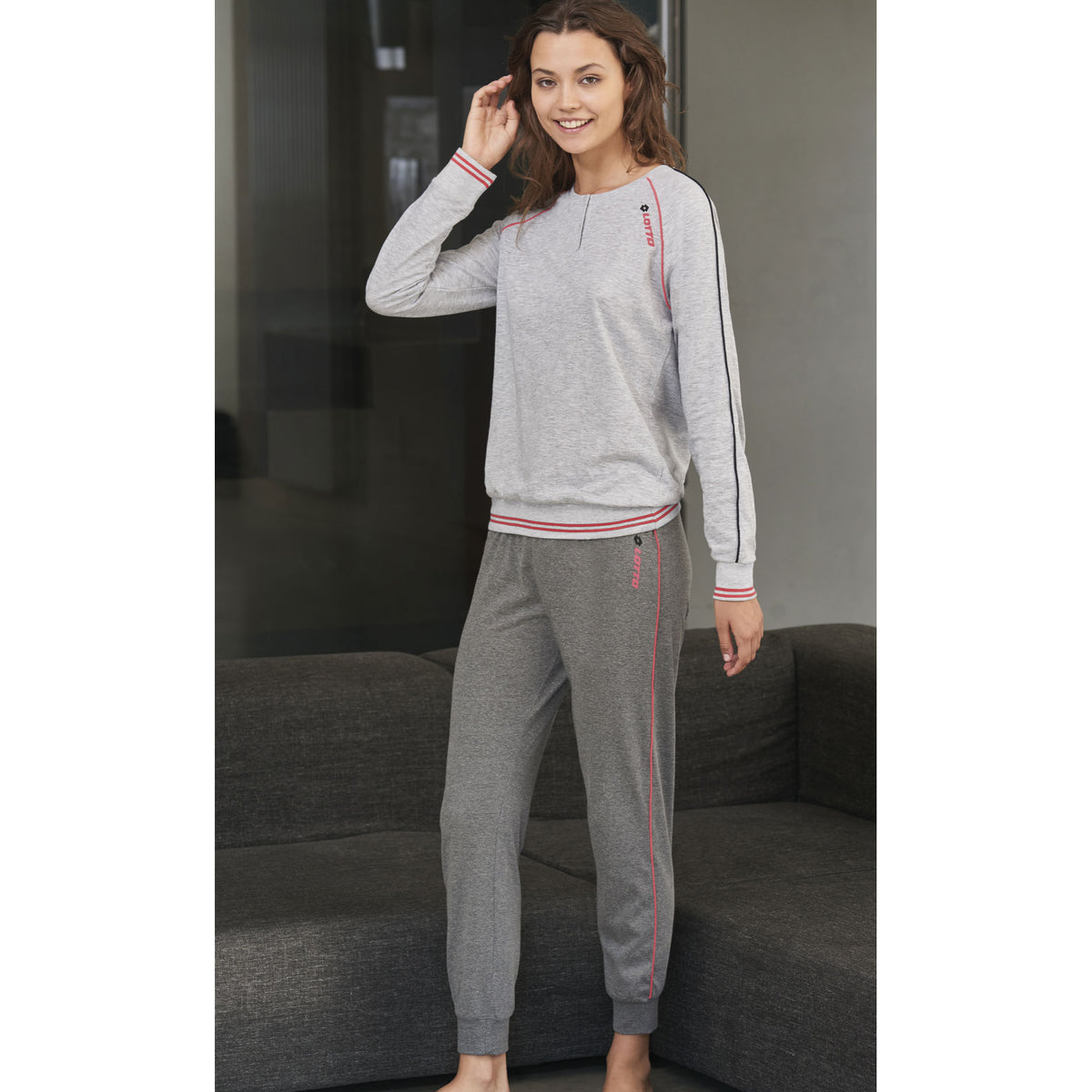 Pigiama donna Lotto LP3028 cotone grigio melange